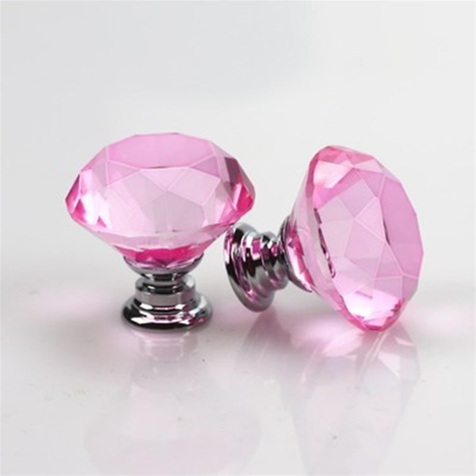 Boutons de meuble diamant 30mm rose pour finitions de rangement