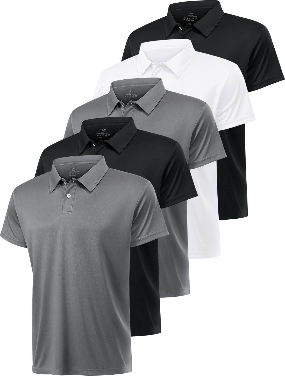 Orrstarry 5 Pack Polo Shirts for Men Dry Fit Short Sleeve Golf T-Shirt Moisture Wicking Collared Casual Work Tops