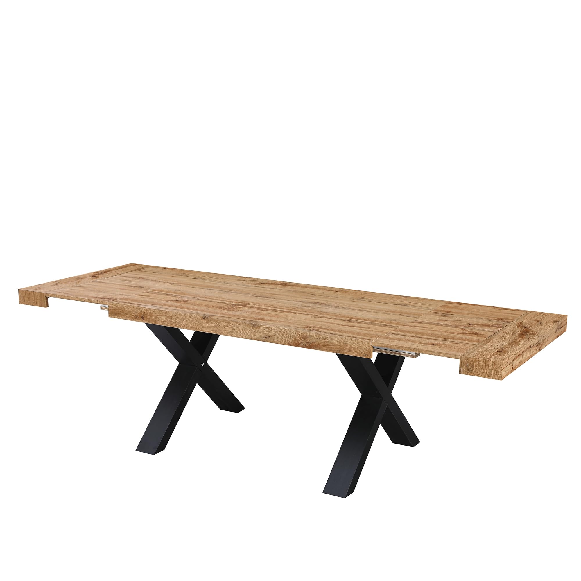 Cribel Tavolo Xilon New Allungabile 180 x 90 x 75 cm in Rovere con Gambe Nere | Tavolo da Pranzo Moderno in Legno e Ferro per Cucina, Soggiorno o Sala Riunioni