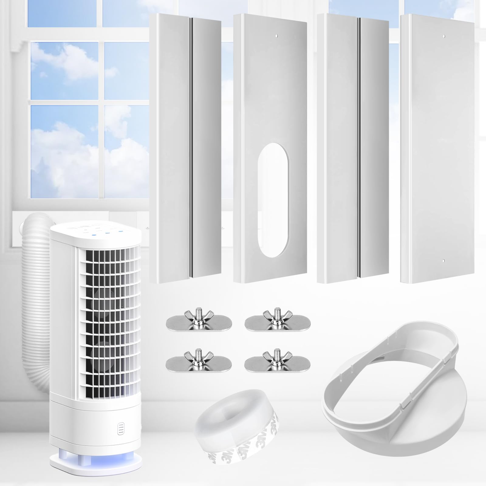 Upgrade Portable ac Window Vent Kit,ac Window Seal Kit,Portable Air Conditioner Window Kit Adjustable Length from 17" to 60" for Sliding Window,Portable ac Window Kit-image-27