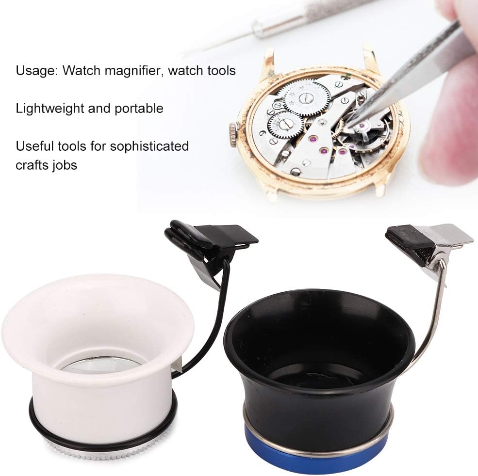 2pcs 5X 10X Watch Loupe Jewelry Loupe Magnifier, Lightweight Watch Repair Magnifying Tool, Easy to on Eyeglasses, Made of Quality Plastic and Metal