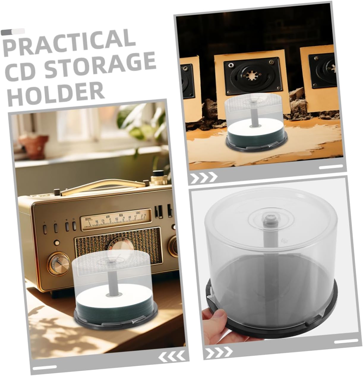 3pcs Box Plastic Cd Storage Container Empty Cd Storage Holder Lids for Home