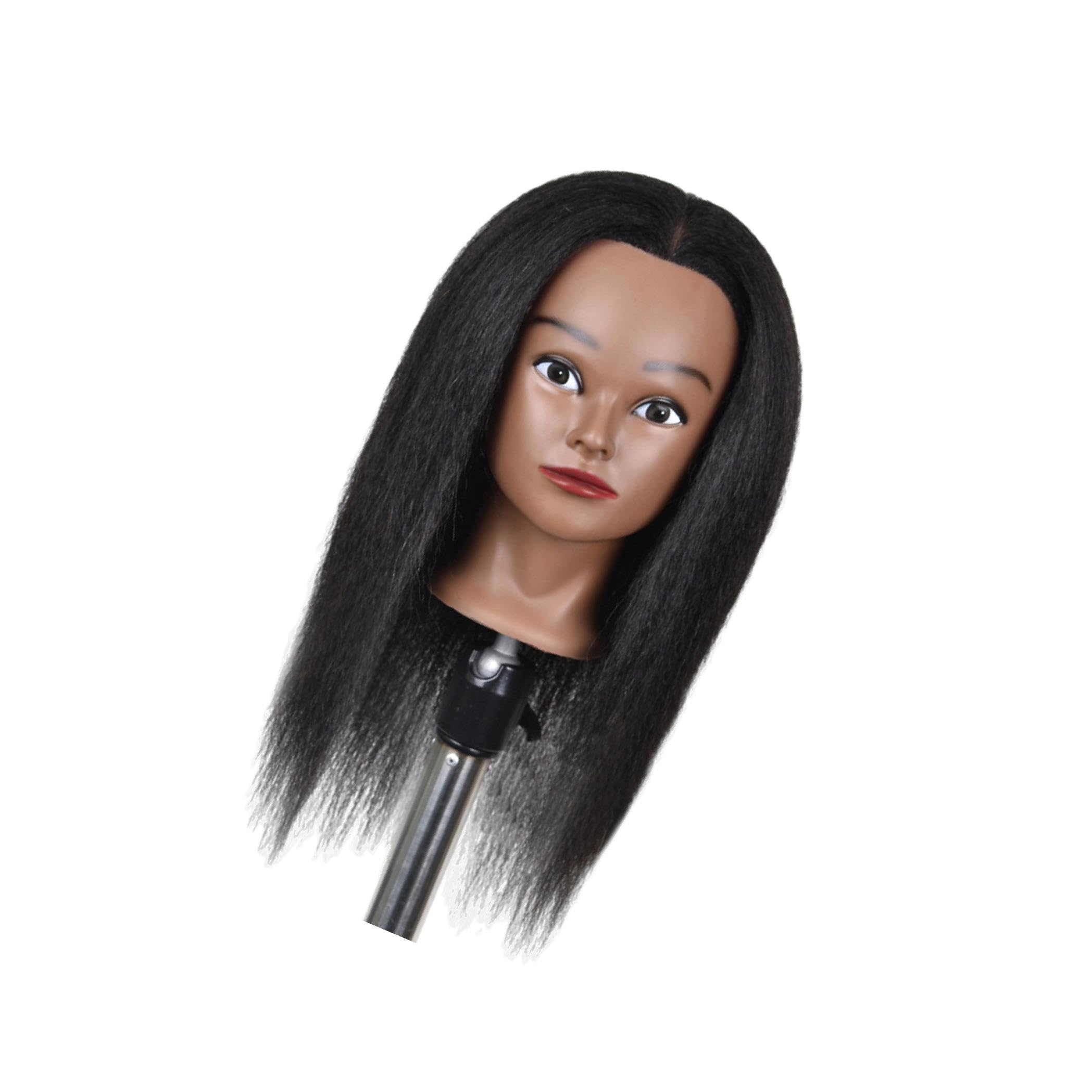 Praktischer Haarstyling-Puppenkopf mit stabiler Klemme für Training Mannequin Friseur 40,6 cm Hellschwarz