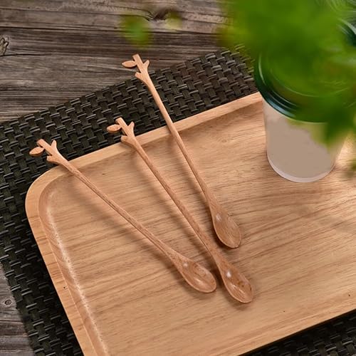 Miniatura 4 de UPKOCH Juego de 4 cucharas agitadoras de ramas de madera, cucharas de té helado para café, expreso, diseño delicado, fácil de esencial