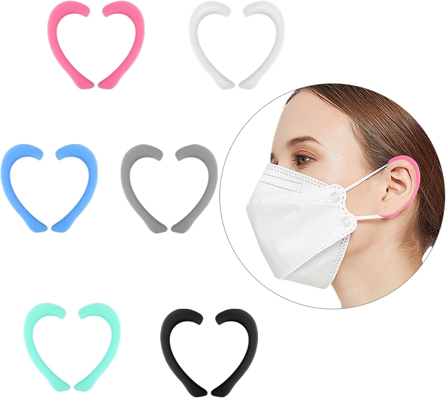 6 Pairs of Mask Ear Protectors, Ear Hooks, Earmuffs, Silicone Earmuffs, Reusable Friendly Ear Hooks, Not Easy to Fall Out Slot Design for Larger Mask Lines