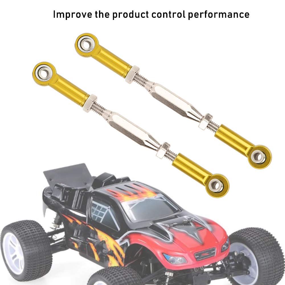 Dilwe RC Tie Rod, 81mm Adjustable Aluminum Servo Links Tie Rod Compatible with 1/10 RC Truck. 6PCS(Gold)