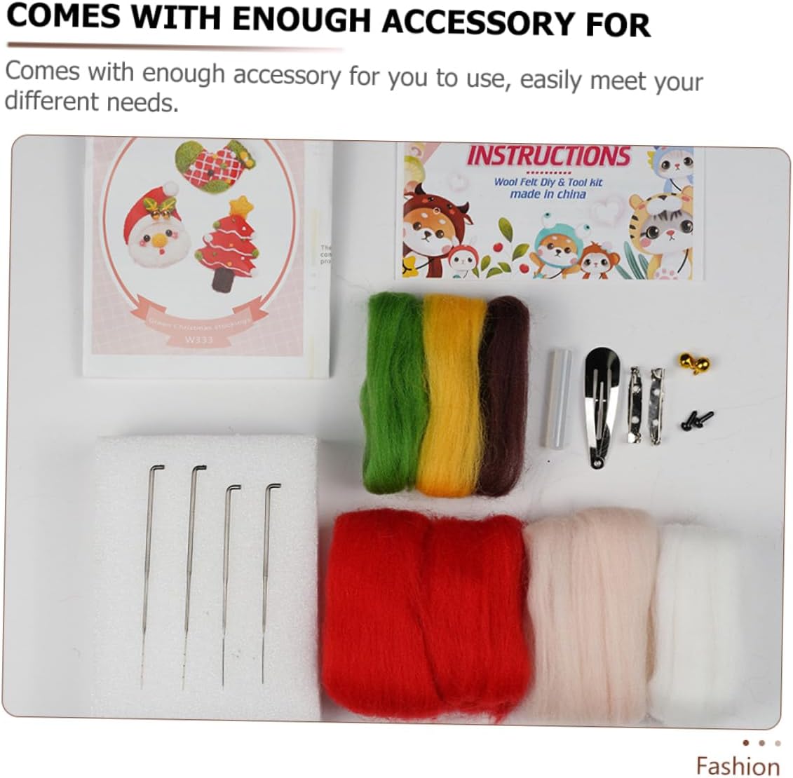 Abaodam 9 Sets Brooch Suit case DIY Kits DIY Christmas Ornaments Christmas Wool Felting kit Holiday Jewelry Wool Felt Craft Breastpin Hairpins Needle Felting Tools