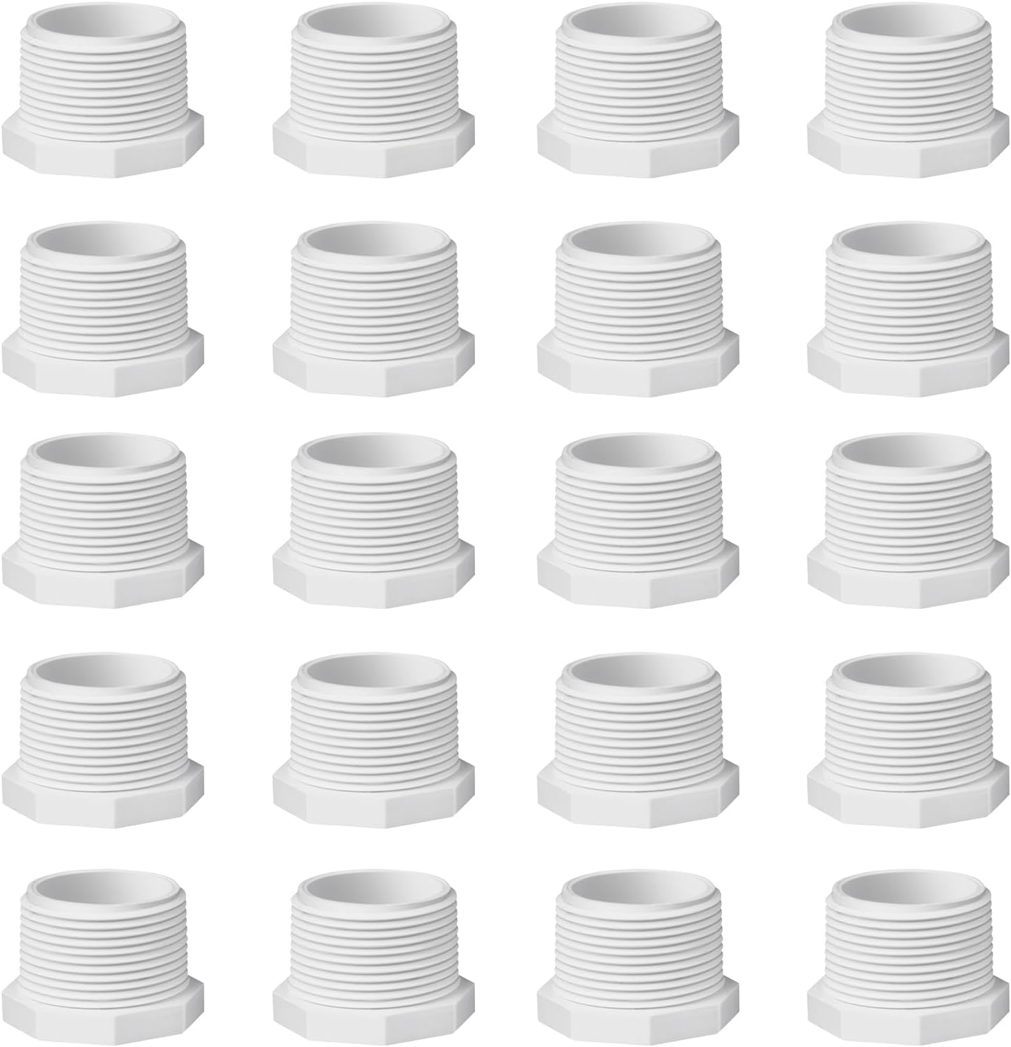 20pcs 0.5 Inch PVC Cleanout Plug Male Threaded Drain End Cap Coupling Adaptor for PVC Pipe Pressure Fitting Schedule 40 NPT Threads Water Pipe closing (1/2", 20)
