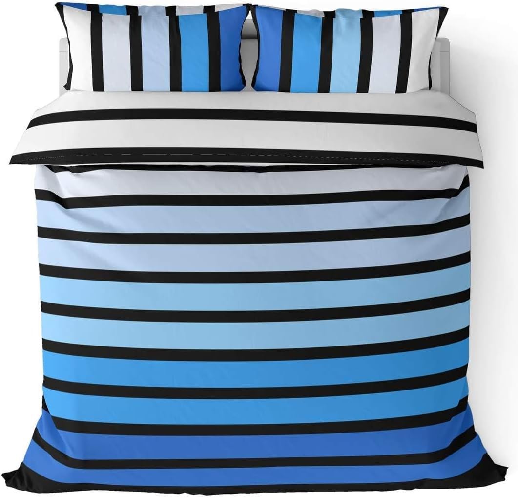 Rapport Home - Double Duvet Set - Striped - Blue
