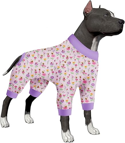 Miniatura 7 de LovinPet Ropa grande para perros hembra camisa antilamer, pijama para el cuidado de heridas para niñas o machos, tela elástica agradable a la piel,