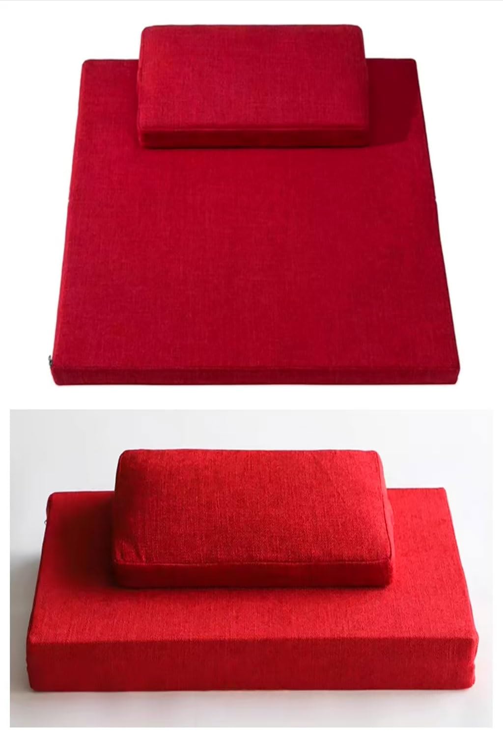 Coussin De Méditation, Tapis De Yoga Et Ensemble D'oreillers pour S'asseoir sur Le Sol(Size:60x60cm(24x24inch),Color:Red-1)