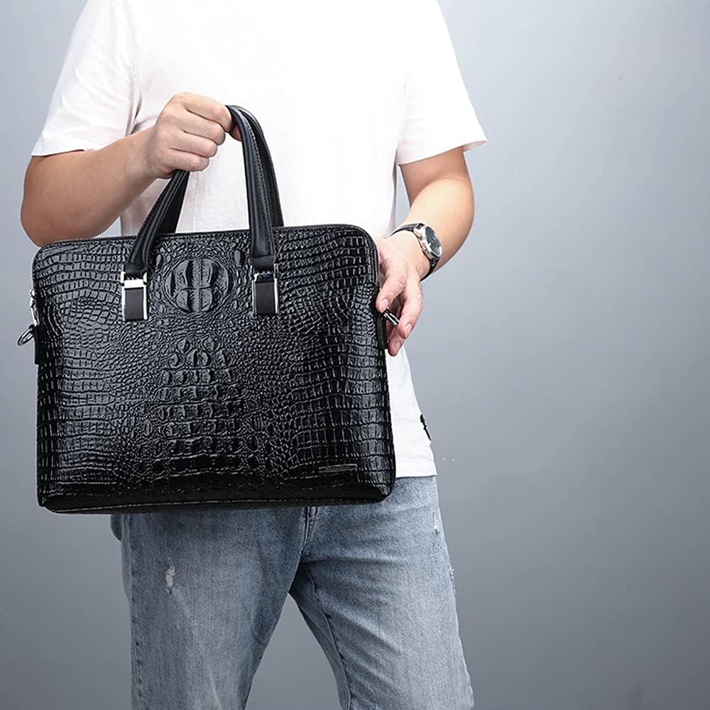 Men's Handbag PU Leather Crocodile Pattern Briefcase Messenger Bag Attache Case