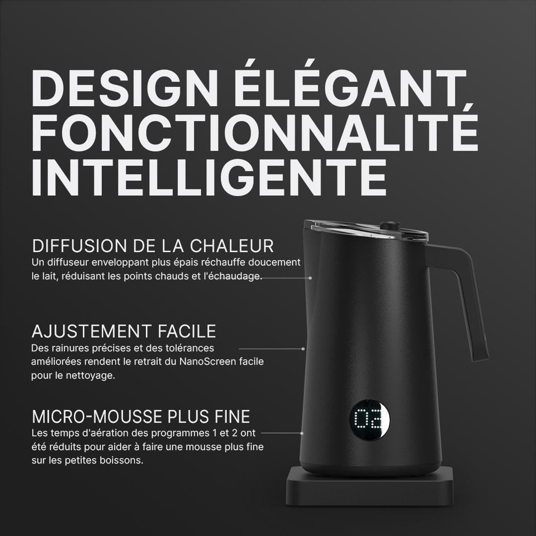 Subminimal NanoFoamer PRO, Mousseur à Lait électrique Mains Libres, Mousse de Lait Professionnelle pour Latte Art, Compatible avec Lait et Alternatives Végétales, Inclut une MasterClass