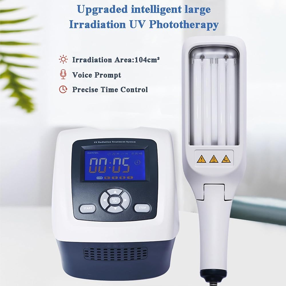 Lampada UV per fototerapia a banda stretta 311nm, terapia della luce UVB con due lampadine, area di iradiazione, con timer e display LCD, sicura ed efficace, per tutto il corpo