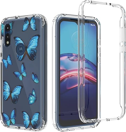 Funda para Moto E 2020, para Motorola E 2020 Funda transparente para niñas, TPU suave 360, cuerpo completo, a prueba de golpes, híbrido,