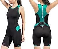 Santic Women's Sleeveless Triathlon Suit - Padded One-Piece Quick-Dry Slimming Trisuit for Swim Bike Run