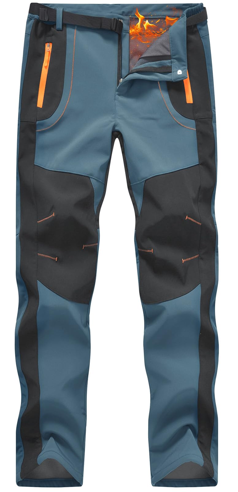 Rdruko Men's Snow Ski Pants Waterproof Insulated Winter Hiking Snowboard Fleece Lined Pants with Belt