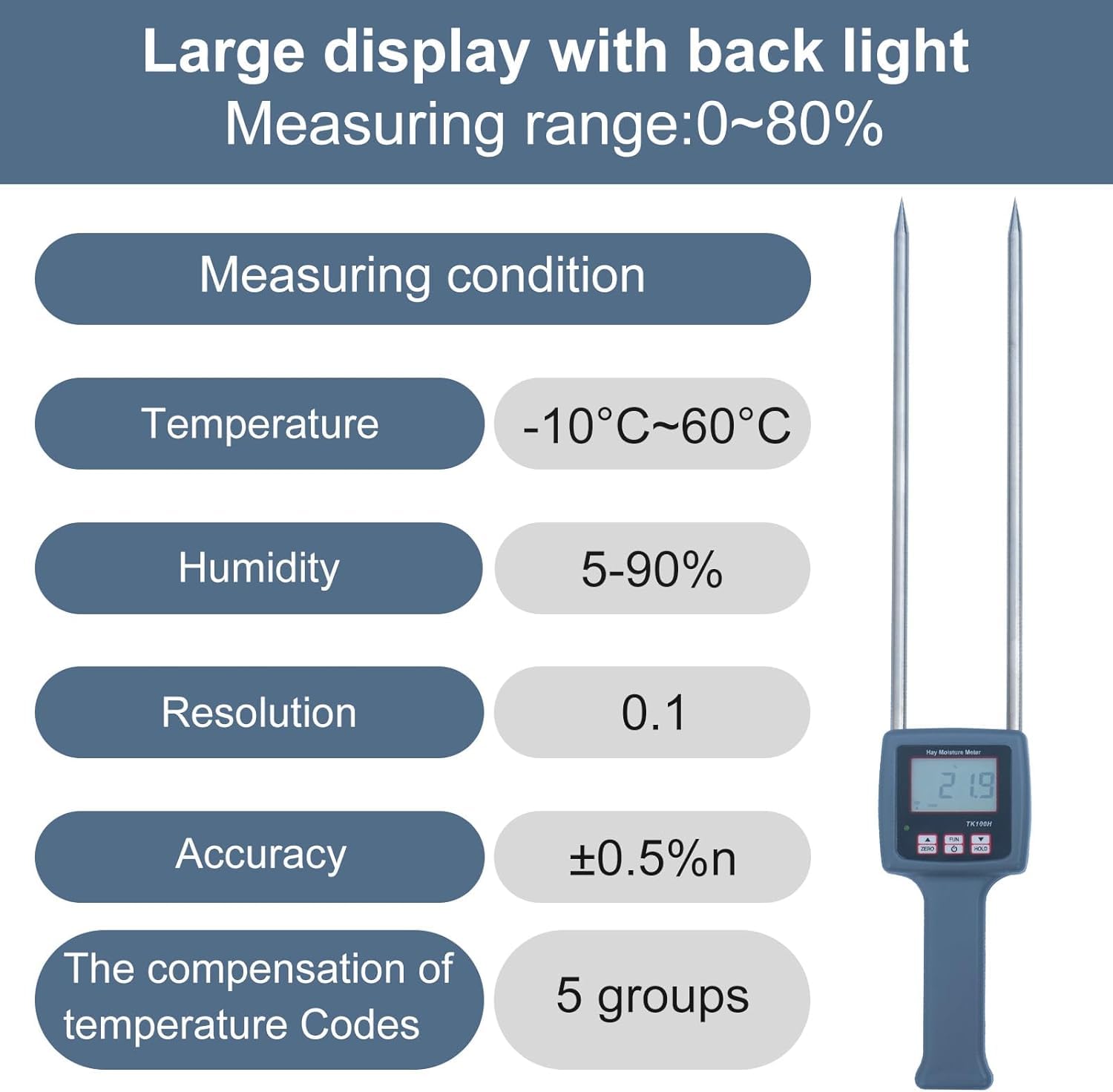 Tragbarer Heutester Heumesser ABS-Gehäuse Digitalanzeige Handheld Multifunktional