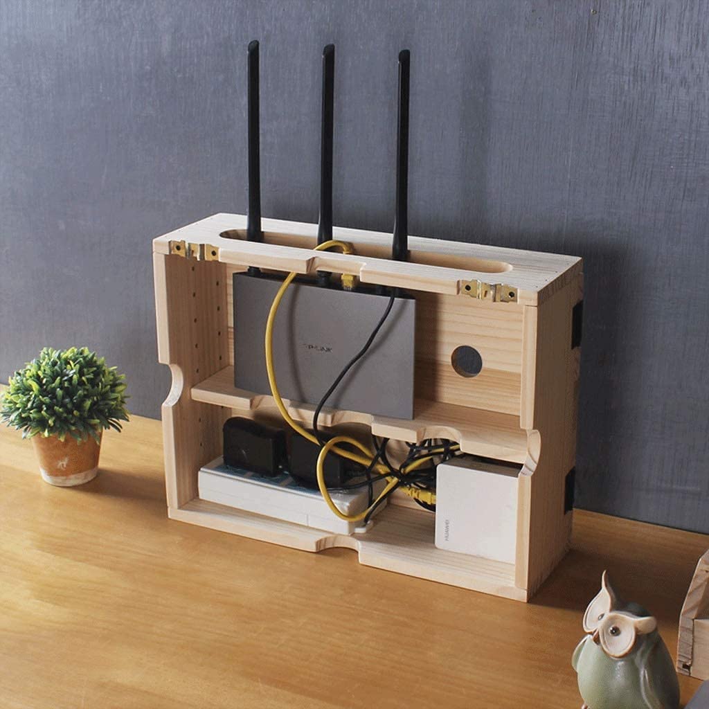 Wifi Hider Box Pine Wood Router Storage Box - Wall Mounted WiFi Modem ...