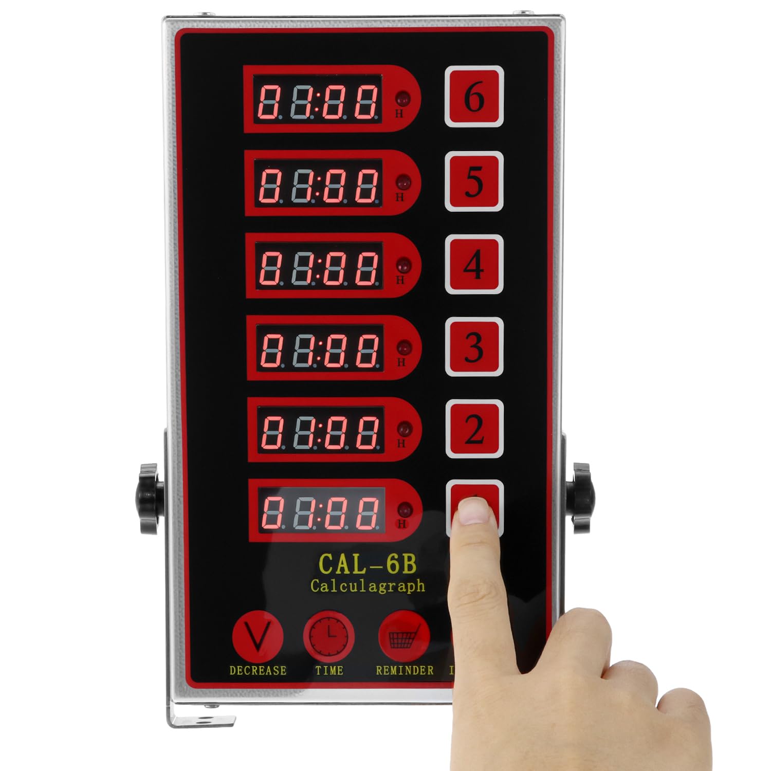 QWORK Temporizador de cocina, temporizador culinario comercial de acero inoxidable de 6 canales con alarma ultra fuerte