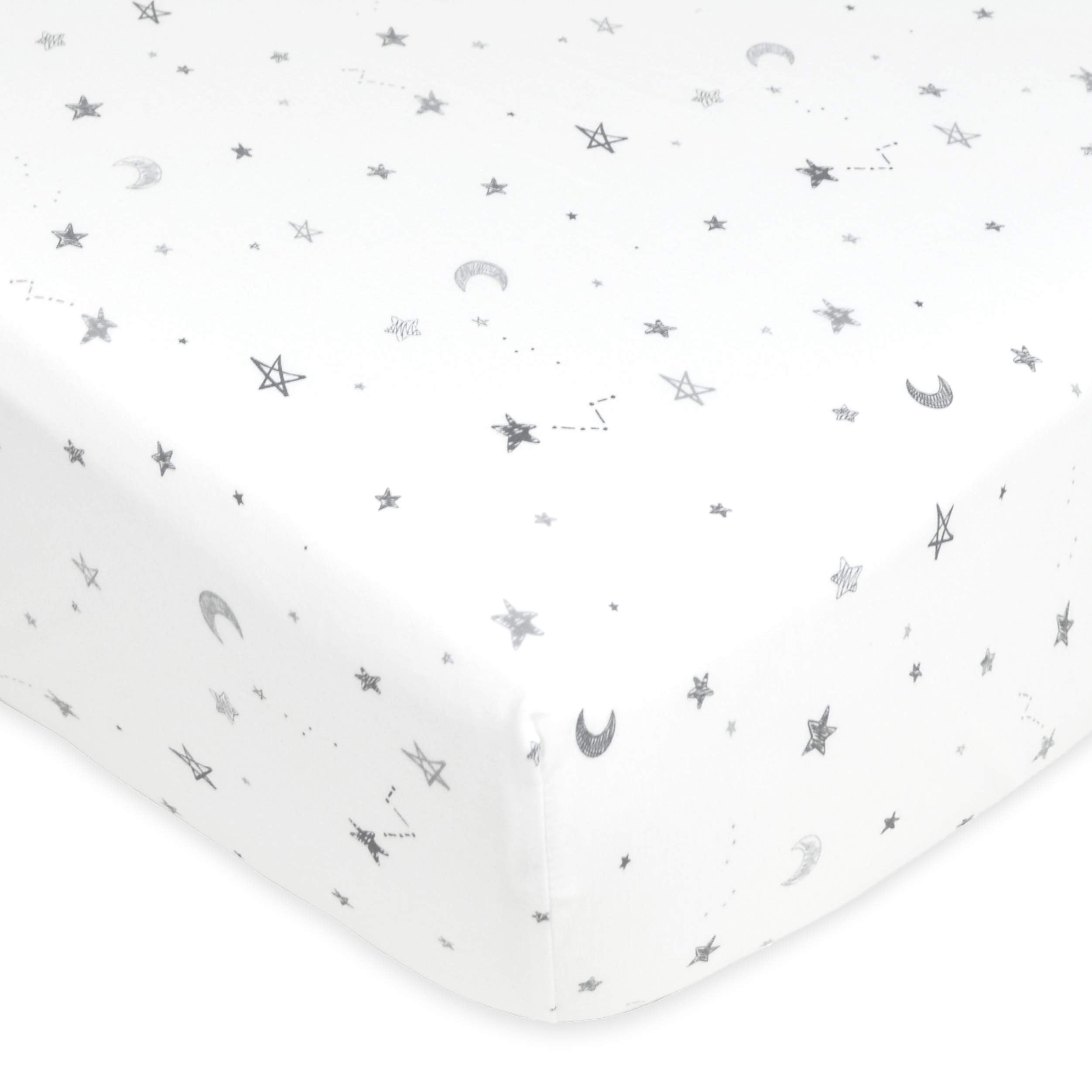 American Baby Company Confezione da 2 lenzuola con angoli per culla in 100% cotone naturale, 132 x 71 cm, morbide, traspiranti, ipoallergeniche e delicate, grigie a zigzag, neutre, per ragazzi e