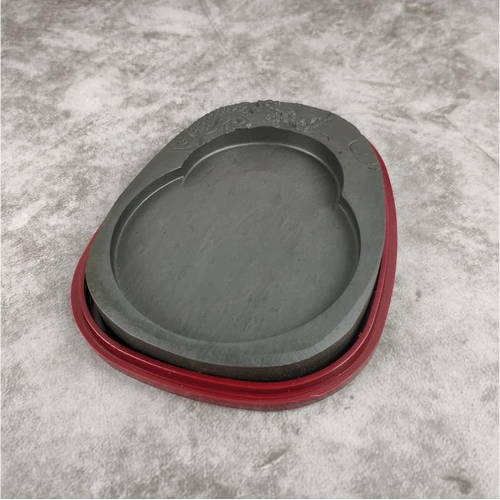Ciieeo Chinese Calligraphy Inkstone with Cover 5 Inch Ink Dish Traditional Ink Grinding Supply for Students Teachers and Calligraphy Enthusiasts