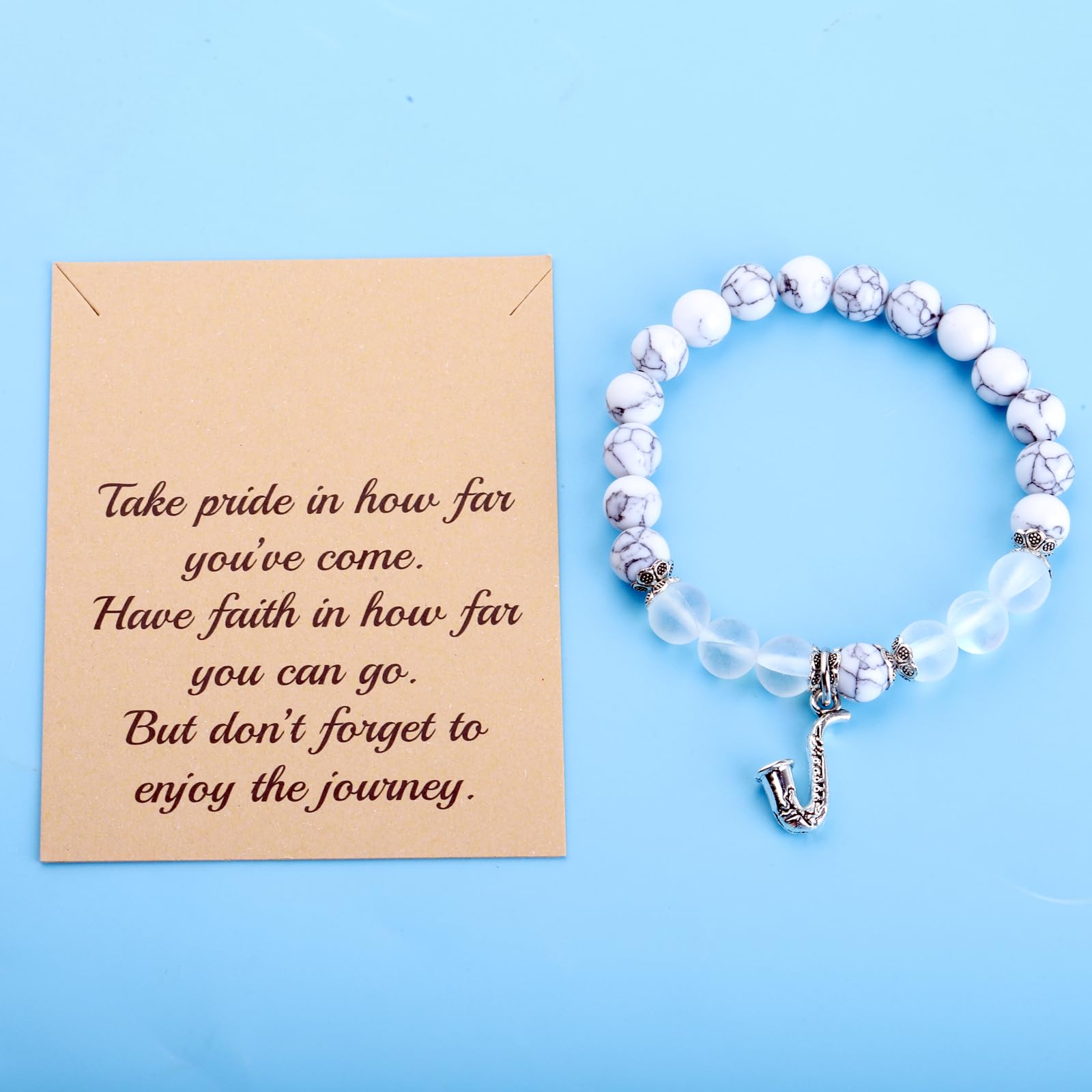 FUSTMW Saxophone Pendant Bracelet Saxophone Lover Gifts Alto Sax Bracelet Musical Instrument Jewelry Graduation Gift Music Student (saxophone br)