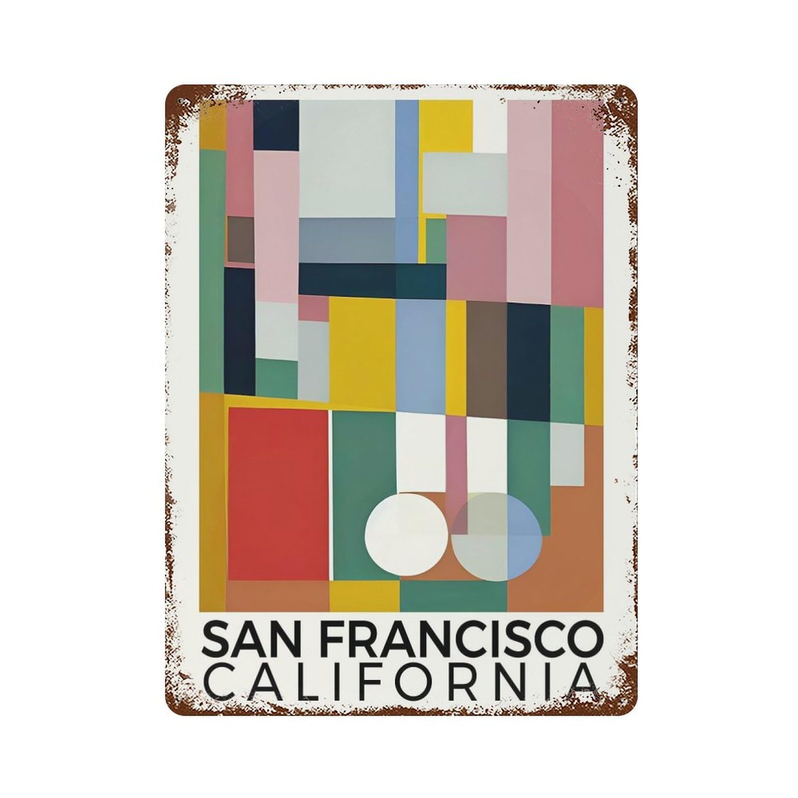 San Francisco California 15.7"x11.8" Distressed Metal Wall Sign, Shabby Chic Decor for Shed, Workshop And Garage Wall Decor