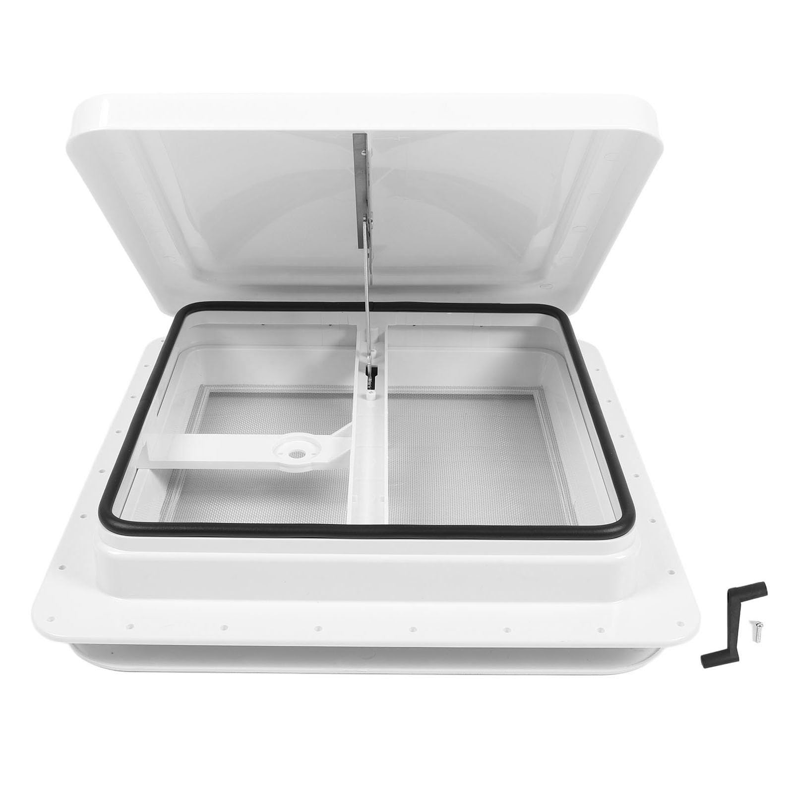 RV Roof Vent, 340x340mm 14 Inch Trailer Top Vent with Stainless Steel Screen and Support Rods, Caravan Roof Vent for Camping Vehicle Motorhome Yachts, Sunroof Cover Replacement