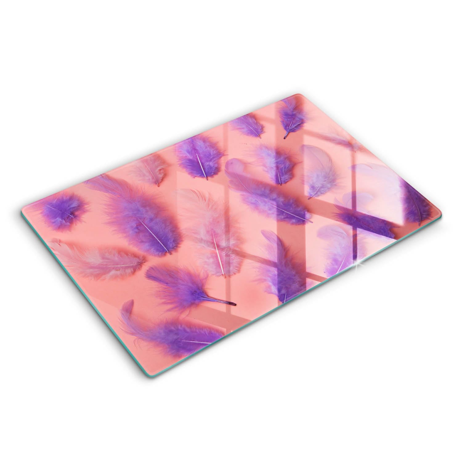 Planche à découper induction 80x52cm en matériau résistant motif plumes
