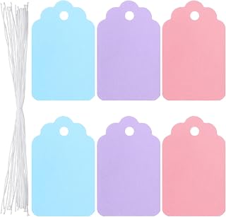 Heclia 300Pcs Price Tags with String Pre Strung Price Tags with String Small Sale Labels 1.38 by 0.87 Inch Colored Labels for Retailer Seller Gift User Daily Using Merchandise Labeling Needs