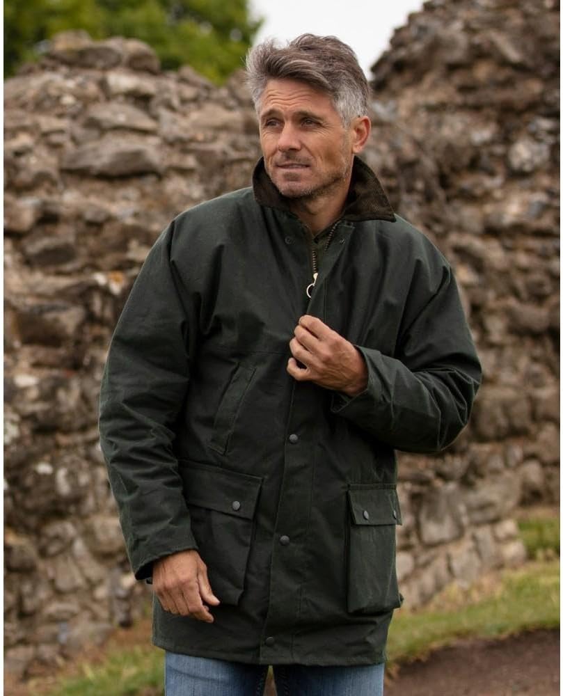 Walker and Hawkes Wax Padded Blackstone Jacket for Men - Waterproof Canvas Jacket with Soft Cotton Lining, Padded Filling