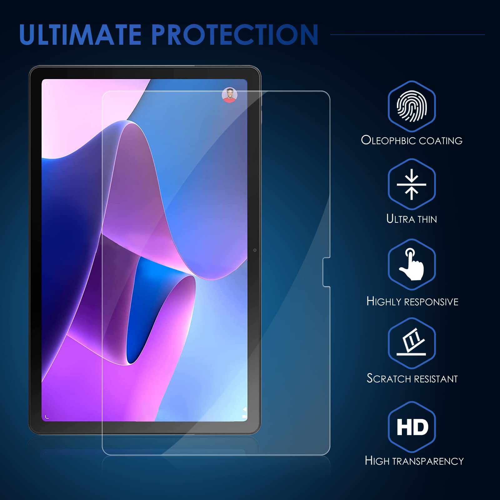 2 Pellicole In Vetro Temperato Hioip Per Lenovo Tab M10 3ª Gen – 9H Anti-graffio, 0,3 Mm, Oleorepellente, Bordi 2,5D