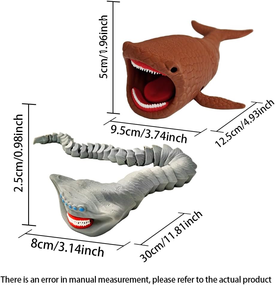 Deep Sea Monster vs El Gran Maja 3D Printed Figures – 2-Pack Flexible Fidget Toys for Adults, Deep Sea Creature Collectible Set, Cryptid Decor Desk Display (2 Pieces)
