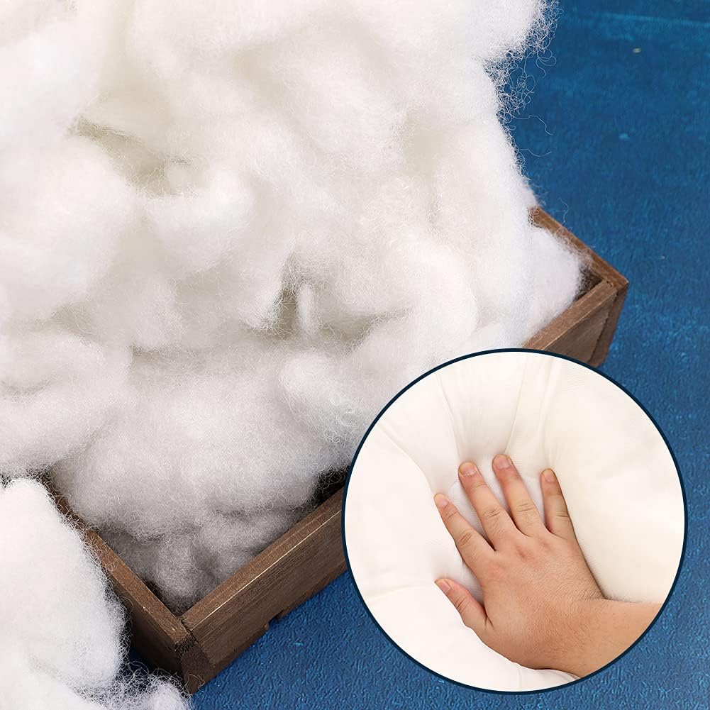 BUTUZE Polyester Fiber, Premium Fiber Fill, High Resilience Fill Fiber, Stuffing for Small Dolls Part Pillow Comforter DIY, 5.3oz, Recyclable (Natural White, 150g)