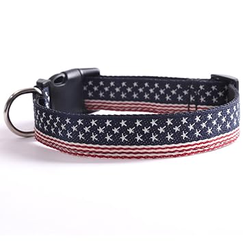 NACOCO American Flag Dog Collar with Stars and Striped for Dog and Cat (S)