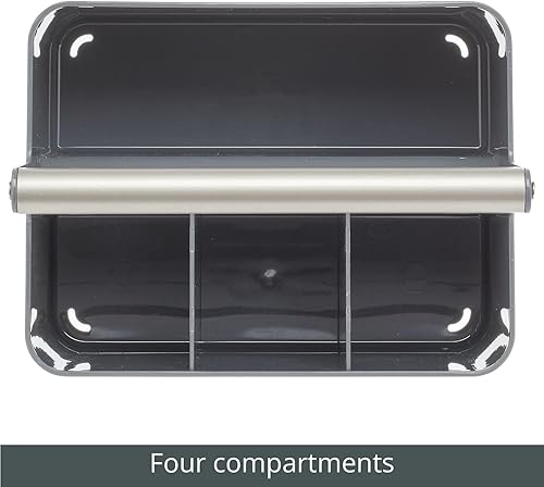 Miniatura 4 de mDesign Organizador de plástico para ducha, cesta dividida, asa de metal para baño, dormitorio, cocina, sostiene jabón, champú, acondicionador,