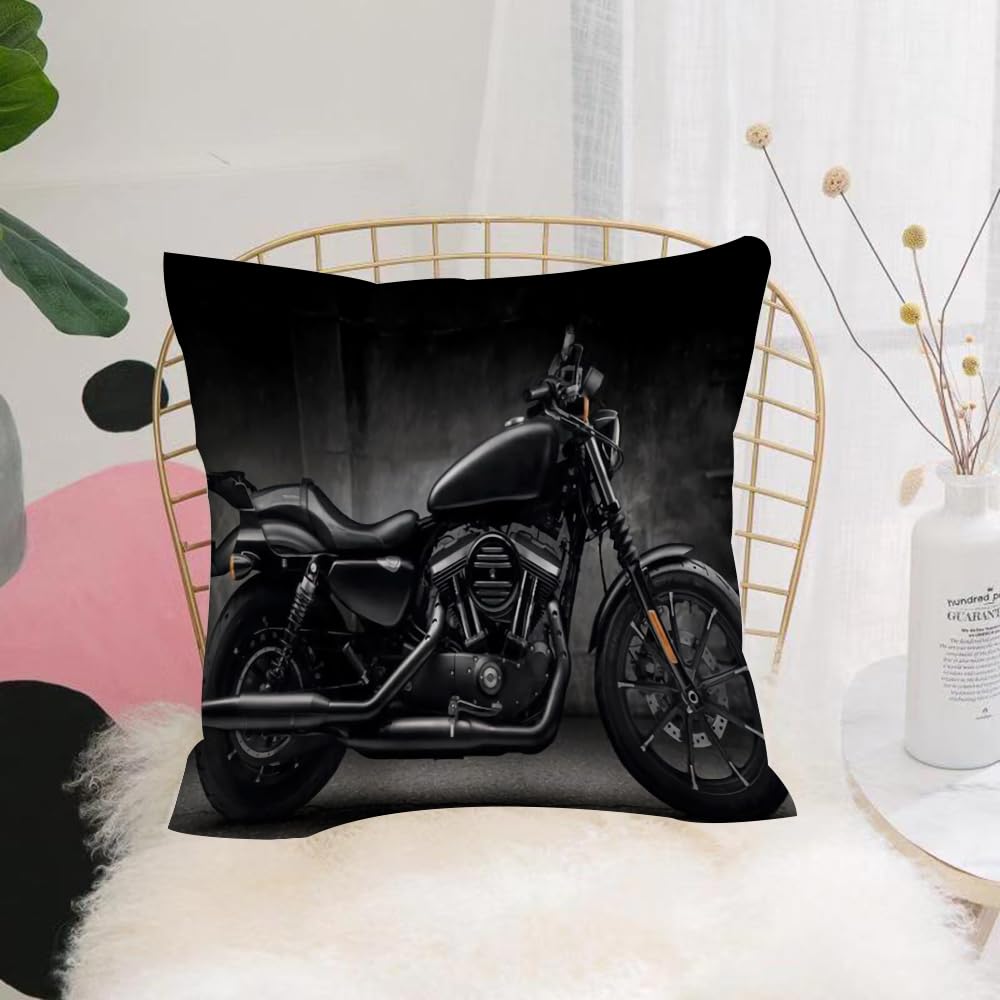Hyosxw Motorcycle, Black Retro Motorcycle - A5 Cushion Cover,Throw Pillow Case Home Decorative For Living Room Bedroom Sofa Chair 18X18 Inch,Motorcycle, Black Retro Motorcycle,Pillowcase 45X45cm