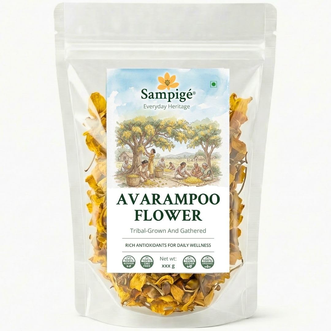- Sampige Avarampoo Flower (Avaram Poo) | Dried Avarampoo Flowers for Traditional Use | Natural Botanical Flower | 100 g