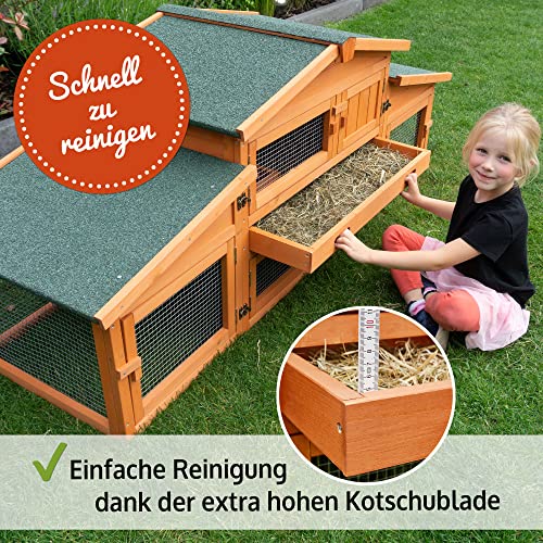 Freilaufgehege von Zooprinz mit großem Laufbereich und aufklappbarem Dach