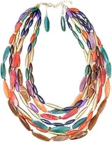 Conjunto de Brinco e Colar Multicamadas de Pastilhas Coloridas - Viva