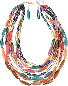 Conjunto de Brinco e Colar Multicamadas de Pastilhas Coloridas - Viva