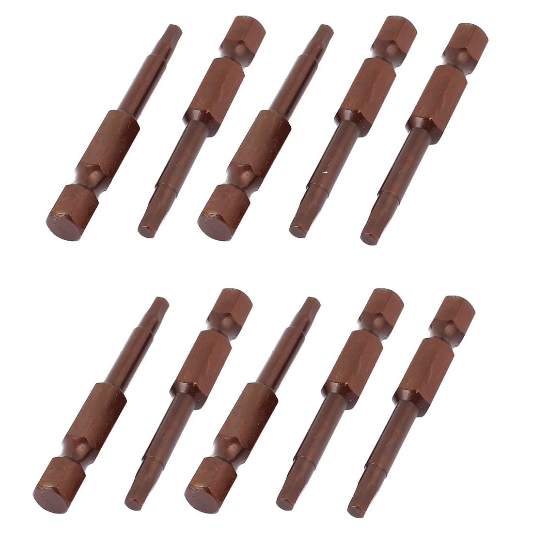 Uxcell Brown Sourcingmap 1/4 Inch Hex Shank 3Mm Hexagon Tip Magnetic Screwdriver Bits 10Pcs