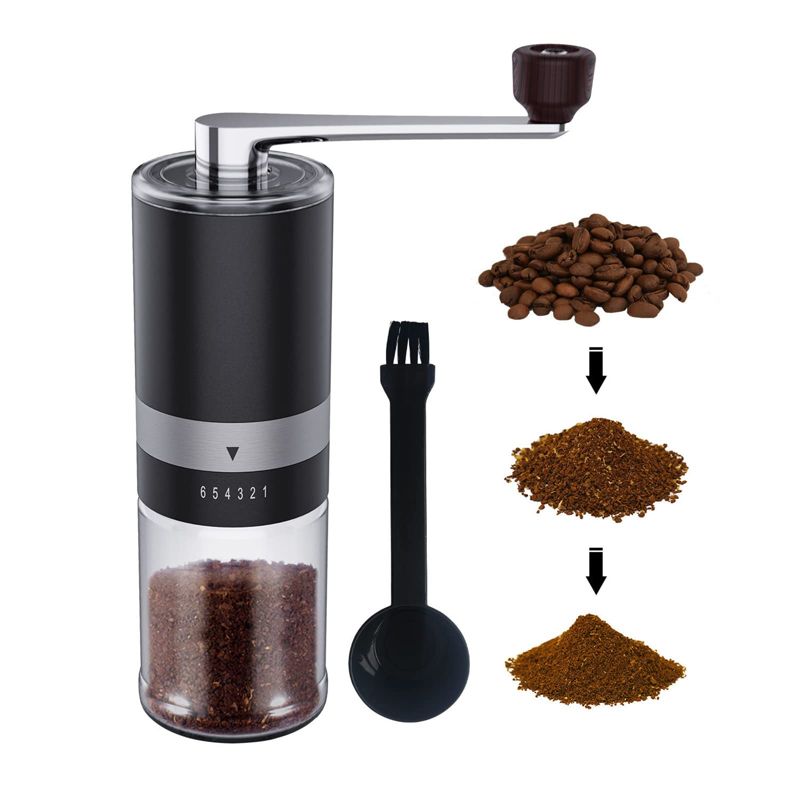 Moulin à café manuel portable grain avec réglage de mouture voyage