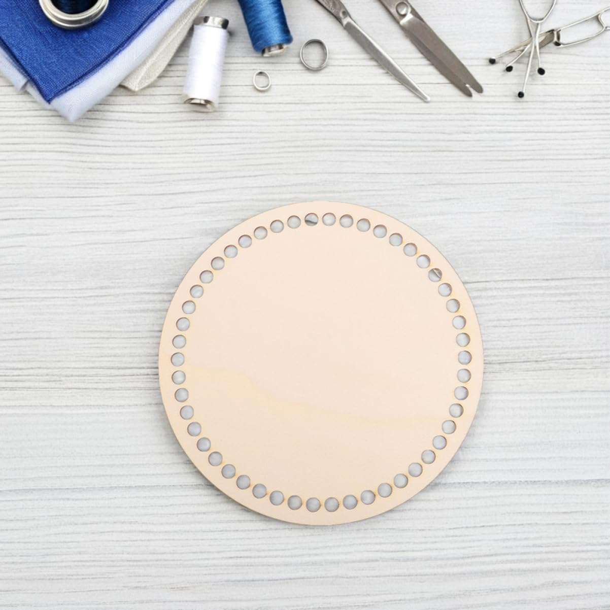 VILLCASE 6pcs Wooden Basket Bottoms Round Unfinished Wood Base Shaper for Crochet Knitting Purse Making for Crafts Pre-drilled for Easy Use