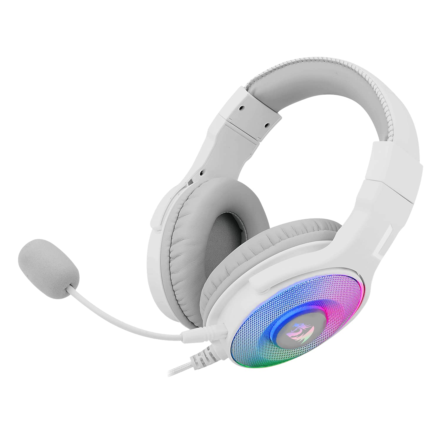 Redragon Pandora 2 H350W RGB Cascos Gaming Blancos - Audio de Alta Definición + Potentes Bajos - Auricular Gaming con Micrófono extraíble, Almohadillas Grandes - Funciona en PC/PS4/XBOX One/NS