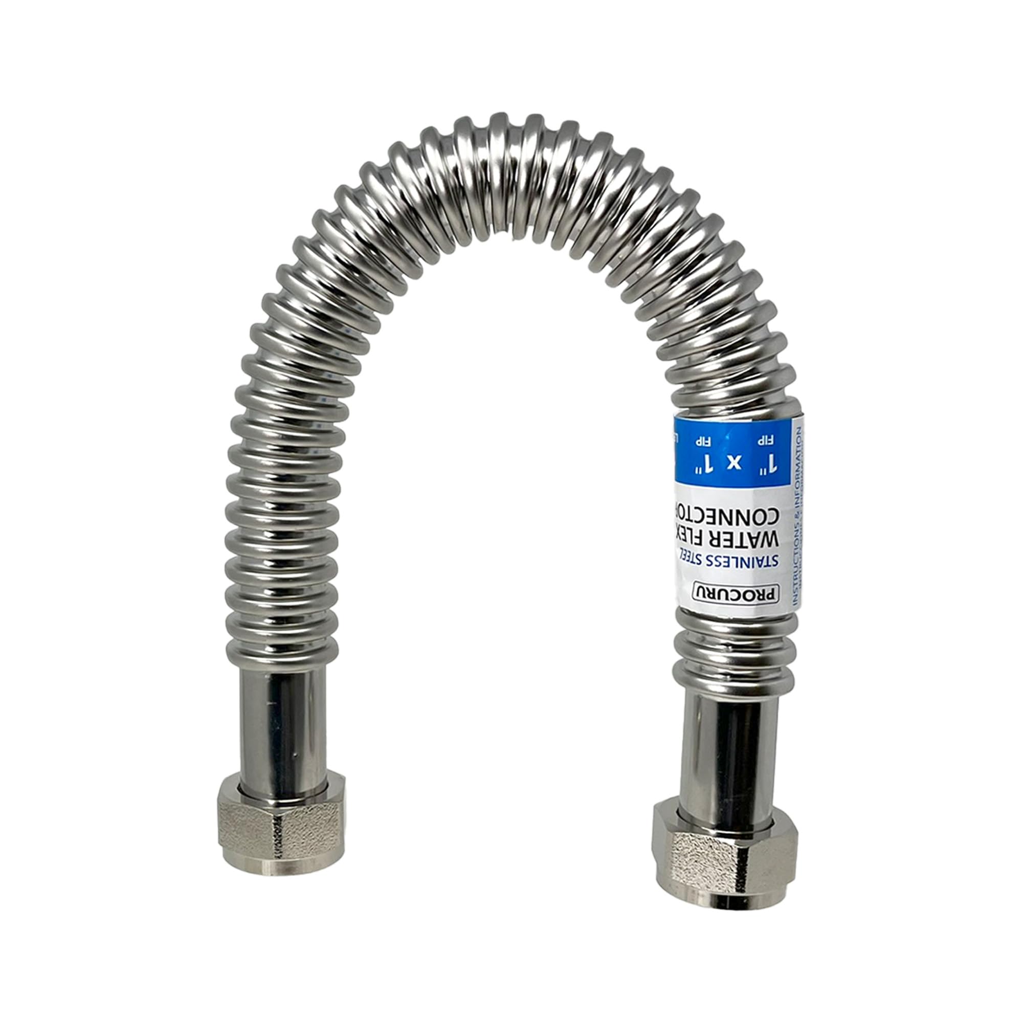PROCURU 1-Pack 1" FIP x 1" FIP x 36" (3Ft) Stainless Steel Water Heater Flex Connector, Certified Safe (6WBB36-1P)