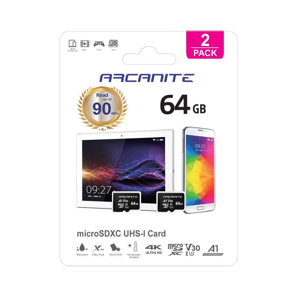 Pack 2 Tarjetas MicroSDXC 128 GB - UHS-I U3, A1, V30, 4K, Clase 10, Resistente, Hasta 90 MB/s Lectura