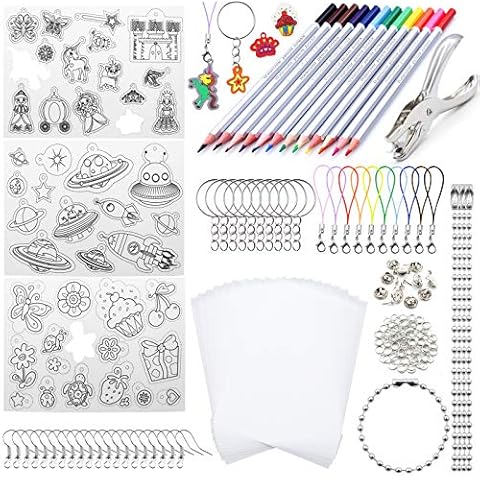 POPMISOLER 183 Pieces Shrink Plastic Kit DIY Ornaments or Creative Craft DIY Accessories Kit for All Ages Great Gift Cover