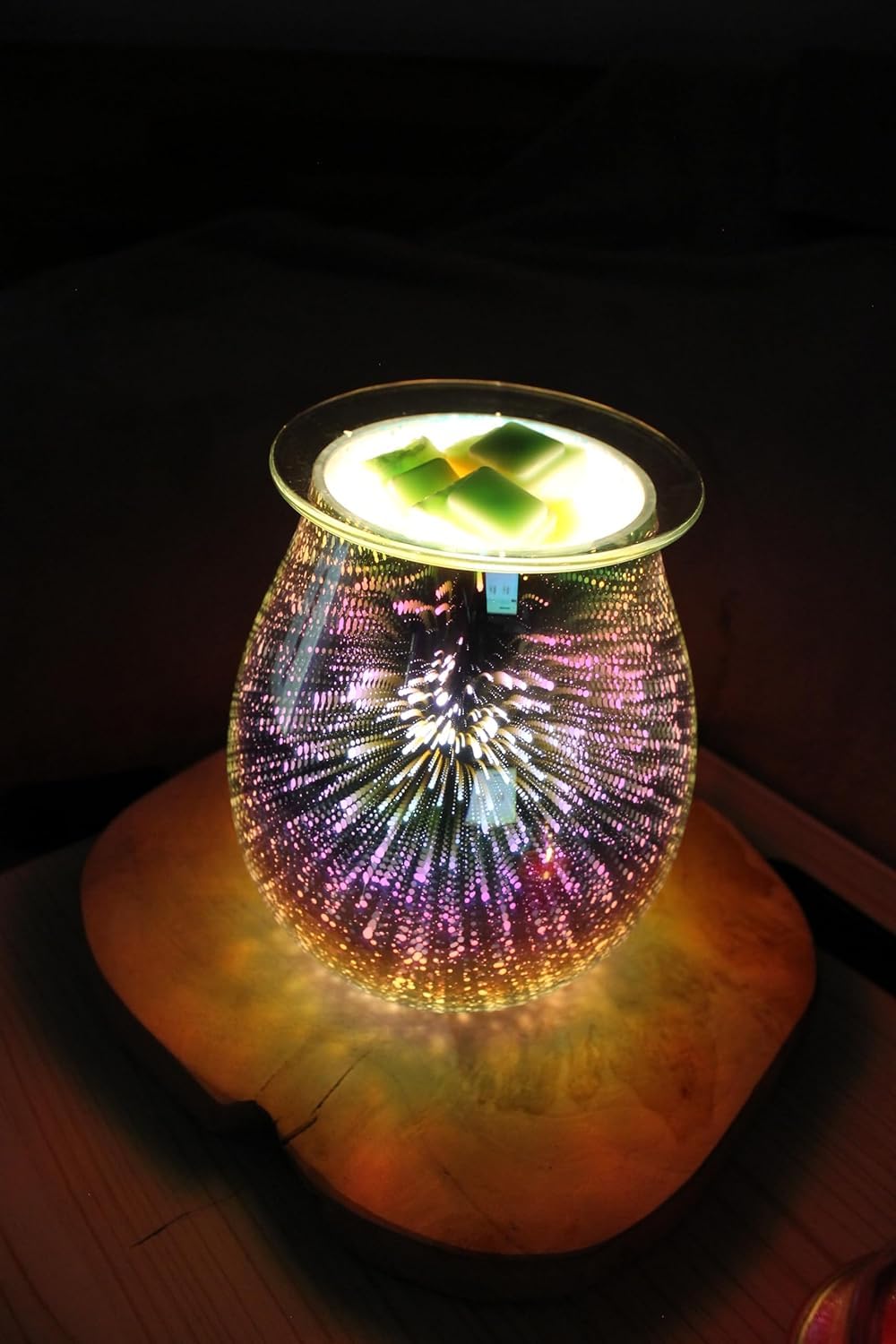 Candle-Brothers Elektryczna lampa zapachowa "Jupiter" z grą barw I Elektryczna lampa zapachowa do meltów w nowoczesnym wzornictwie światła 3D do domu I w zestawie żarówka i zdejmowana wkładka szklana